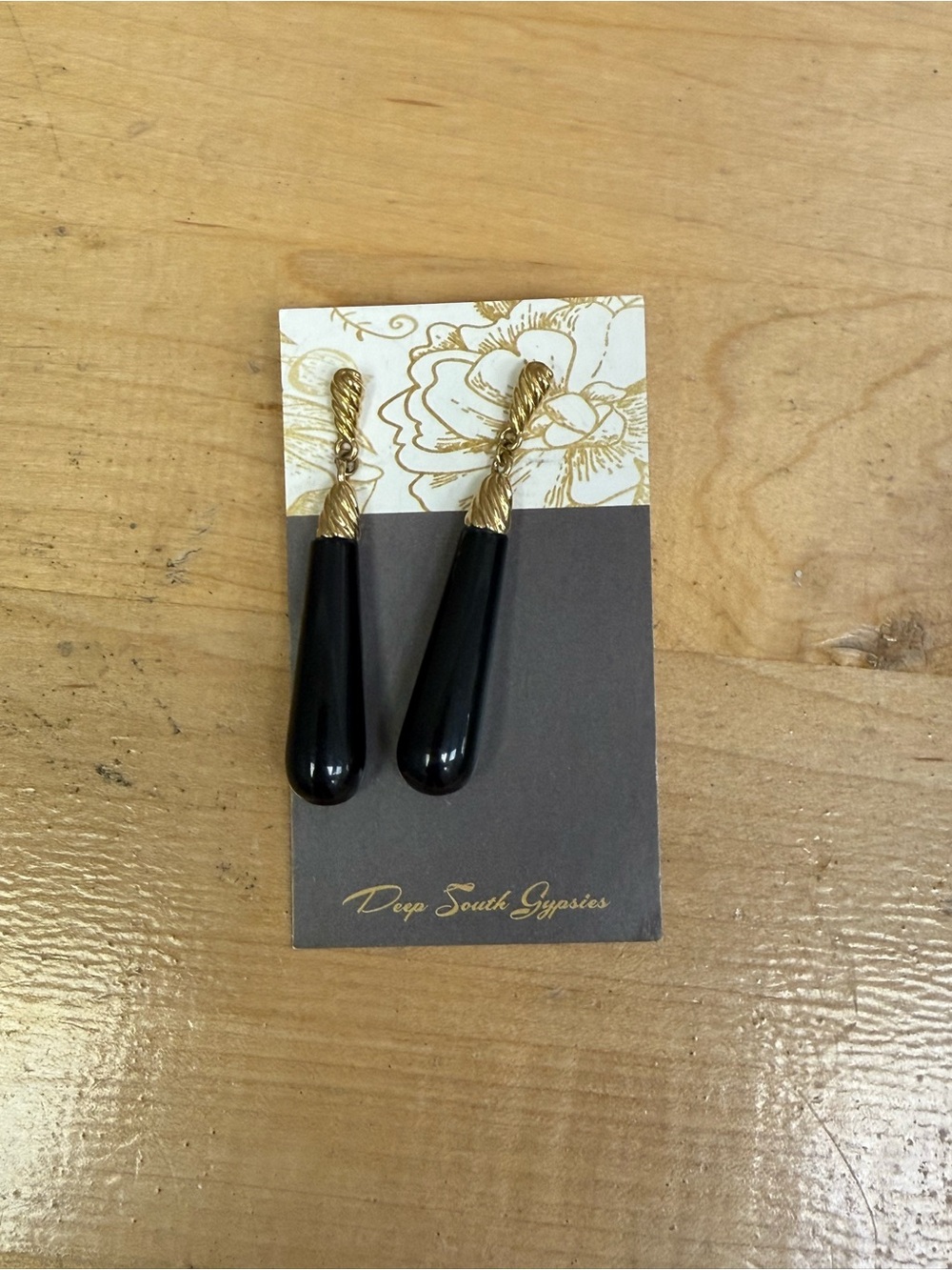 Black Teardrop Rope-Detail Drop Earrings